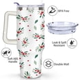 thumbnail image 3 of Cute Holly Leaves 40 Oz Tumbler with Handle Lid and Straw Stainless Steel Double Walled Vacuum Insulated Cup Merry Christmas Gifts Tumbler for Women Men Friends Outdoor Indoor, 3 of 6