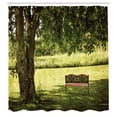 thumbnail image 3 of Ambesonne Nature Shower Curtain, Wooden Bench at Park, 69"Wx75"L, Green Brown, 3 of 5