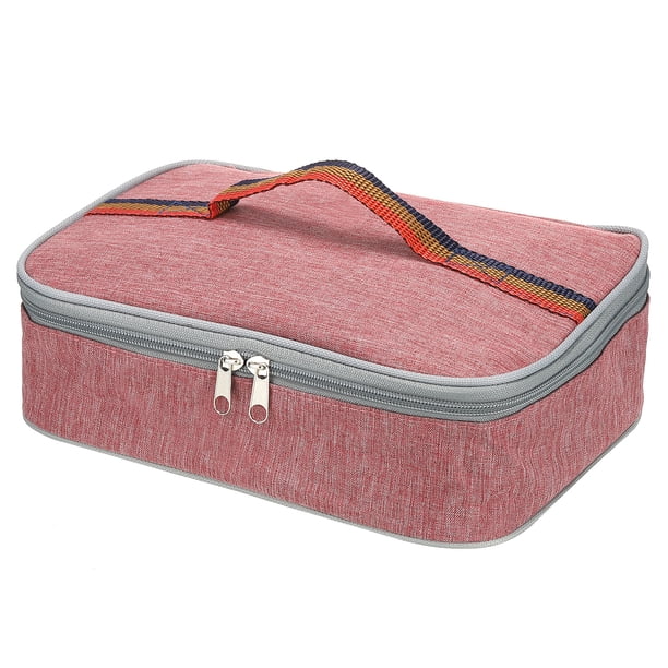 Bolsas de almuerzo aisladas Uxcell 12"x9"x3" Recipientes de comida reutilizables Bolsa Bento plana Rosa