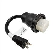 Parkworld 68369 Shore Power Adapter Cord Household 15A Male 5-15P to SS1-50R RV/Marine 50A 125V Female, 12 inch