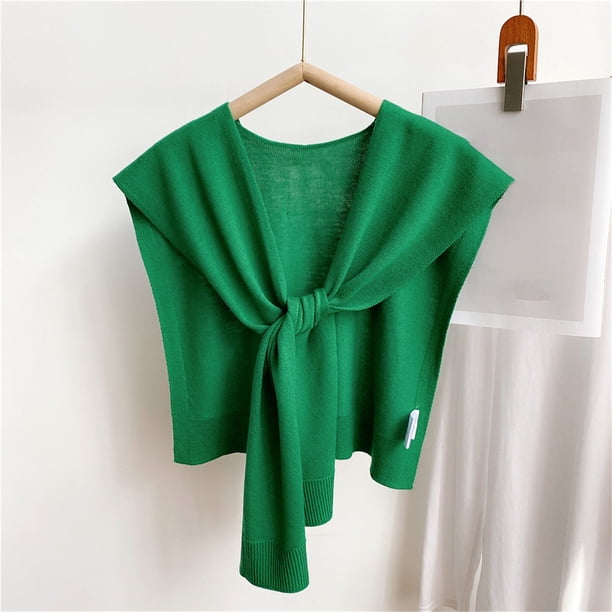 Chal pequeño de punto de color liso para mujer, abrigo para primavera y otoño, chal camisero para mujer