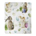 thumbnail image 1 of JSDART Throw Blanket Warm Cozy Print Flannel Watercolor Easter Pattern Rabbit Holiday Bunny Colored Eggs and Snowdrops Comfortable Soft for Bed Sofa and Couch 50x60 Inches, 1 of 1