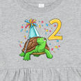 thumbnail image 4 of Inktastic 2nd Birthday Cute Turtle in Party Hat with Confetti Girls Baby Dress, 4 of 5