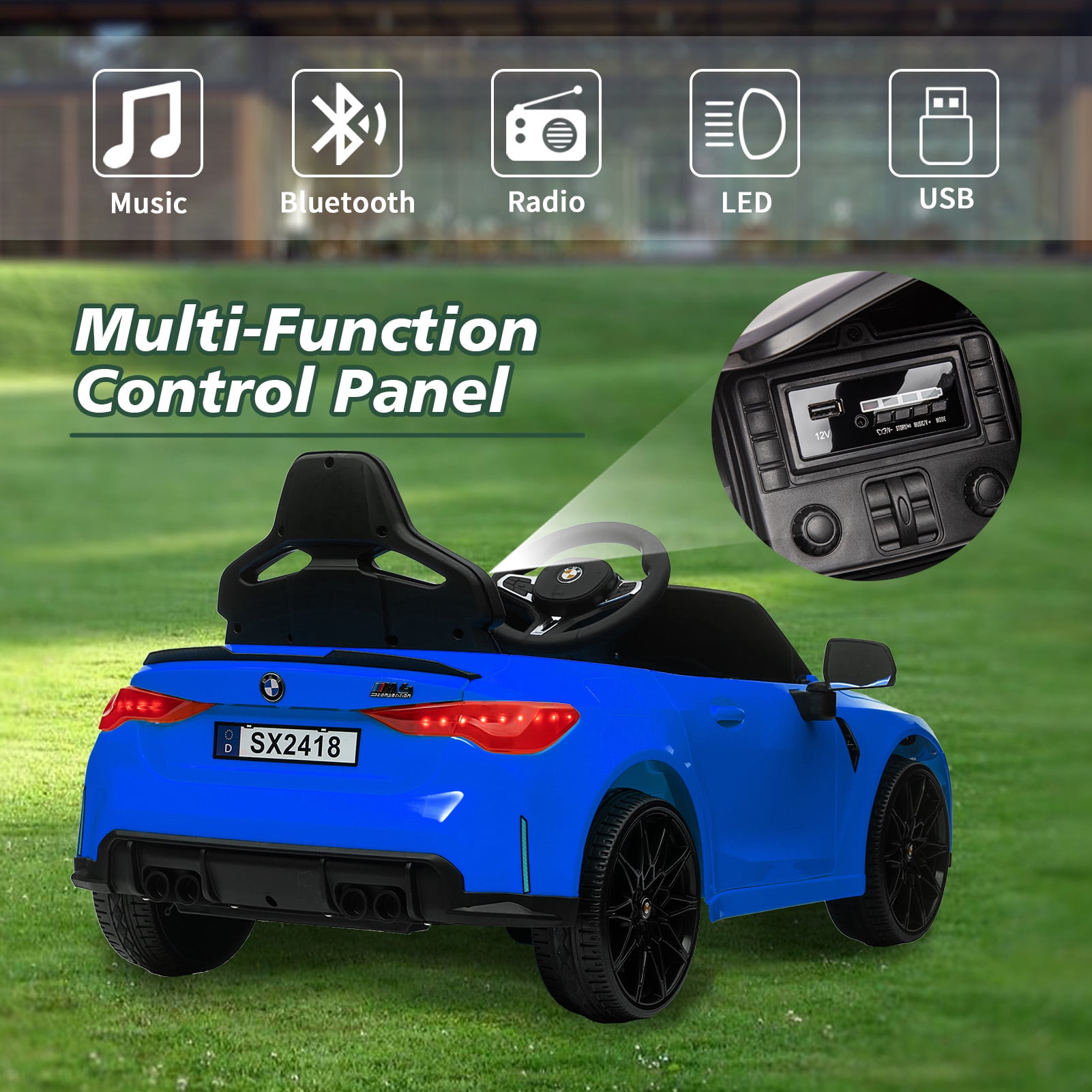 Homefun BMW M4 12V Blue Ride On Car for Kids,With Parents Remote Control,Kids Electric Car,Battery Powered Cars for Kids