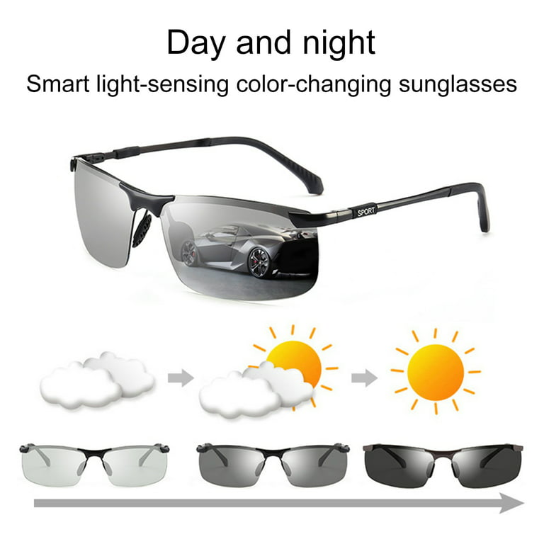 Hariumiu Smart Discoloration Polarized Sunglasses for Men Women,  Burden-Free Sunscreen Outdoor UV Protection Sport Sunglasses for Running  Cycling Fishing Golf Driving Beach 