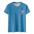 thumbnail image 1 of Hauts de Printemps pour Femmes Jour de L'Indépendance Drapeau Col Rond Imprimé Lettre Manches Courtes T-Shirts pour Femmes Bleu Ciel L, 1 of 4