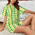 thumbnail image 4 of Honeii yellow and green houndstooth for Women's Summer Pajama Set ,Soft Short Sleeve Shirt & Matching Bottoms,Loungewear,2PCS Sleepwear Relaxed Home Wear-X-Large, 4 of 6
