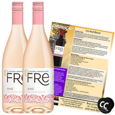 Sutter Home Fre Rosé Non-Alcoholic Wine, Experience Bundle with ChromaCast Pop Socket, Seasonal Wine Pairings & Recipes, 12/750ML, 2-PACK