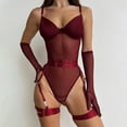 thumbnail image 3 of Gibobby Ropa interior mujer sexy Camisón de encaje para mujer, lencería sexy de encaje para novia(Marrón, G), 3 of 5