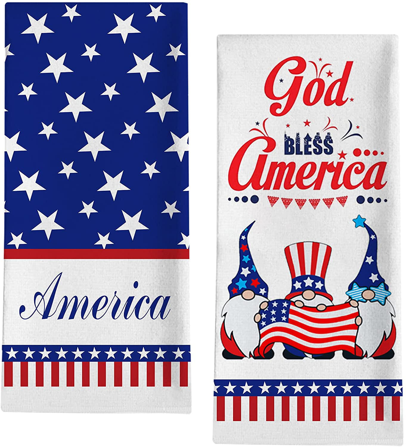 Tea Towel Fourth of July Decor Red White Blue Towel Patriotic Tea Towel Memorial Day Tea Towel Flower With God Bless America