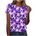 thumbnail image 3 of Summer Savings Clearance 2024 UPPADA Summer Tops for Women 2024 Alzheimers Awareness Shirts Round Neck Dressy Casual Blouses Purple Ribbon Support Shirts Dementia Alzheimers Tshirts,Alzheimers Shirts, 3 of 5