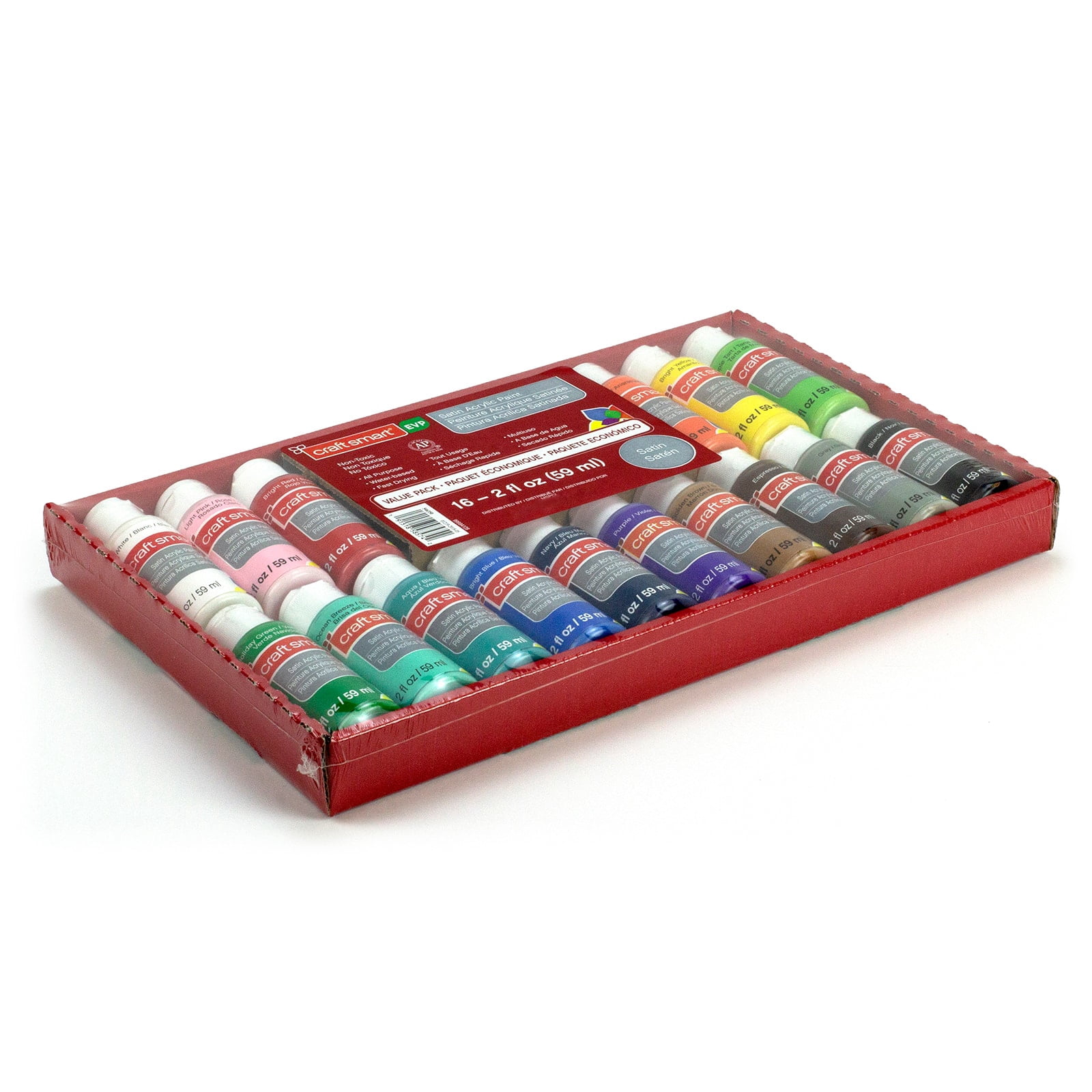 Craft Smart Satin Acrylic Paint Value Pack, 12 Packs: 16 ct. (192 total)
