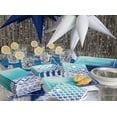 Foil Ocean Blue Scallop Print Square Appetizer Plates, 8ct