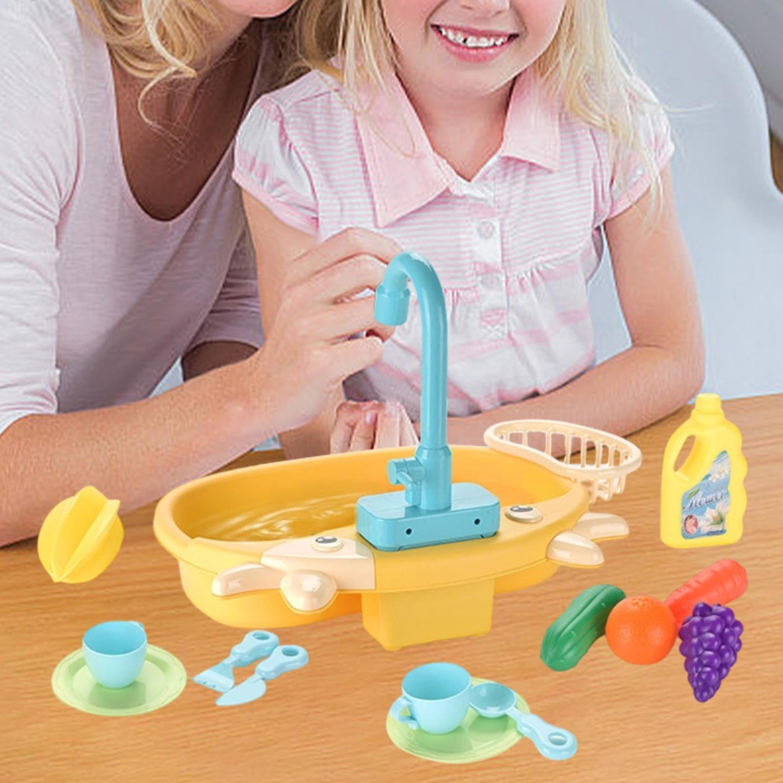 lionlar Jouets d'Évier de Cuisine avec Eau Courante Cadeaux Évier de Jeu pour Enfants Filles Jaune