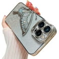 thumbnail image 6 of Compatible with iPhone Case,Glitter Electro Plated Butterfly Liquid Sand Camera Lens Protection Soft Shockproof Cover Phone Case (Silver,iPhone 16 Pro), 6 of 6