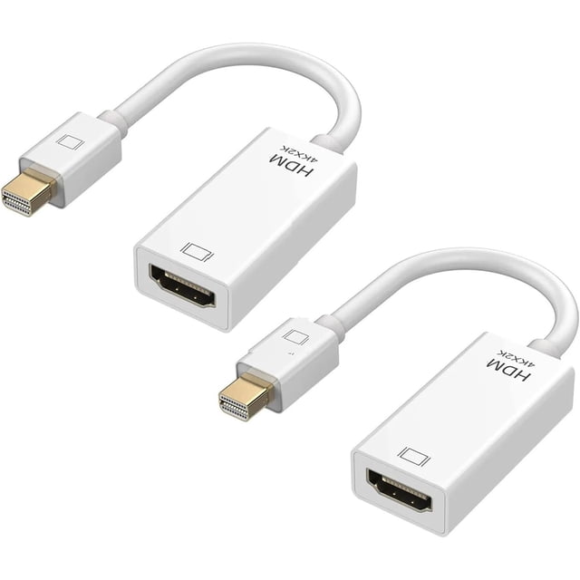 HUGFEGWE Mini DP to HDMI-Compatible Adapter Connector Converter 4K 2K 1080P for Surface Laptop TV Monitor Projector (Color : 2 pcs DP HDMI 4K White) CJB91-87135