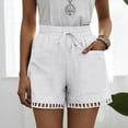 thumbnail image 4 of GUACER Casual Shorts for Women High Waisted Boho Drawstring Beach Shorts with Eyelet Cutout Hem & Big Pockets, 4 of 8