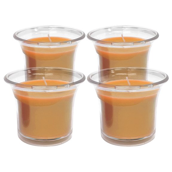 Hyoola, 12 Hour Clear Cup - Tropical Mango - Scented Votive Candles - Orange (4 Pack)
