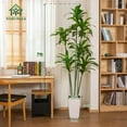 thumbnail image 3 of VIVATREES 7FT Dracaena Artificial Tree with White Planter, Indoor Faux Floor Plant with Natural Wood Trunk and Realistic Green Leaves, No-Maintenance Decorative Tree for Home Office Living Room Decor, 3 of 10