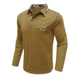 thumbnail image 5 of Mens T-shirts Men's Shirt Casual Long Sleeve Classic Plaid Button Tees With Pockets Mens Short Sleeved Tees Yoga Fit Ling Sleeve T Shirt Tops Men Work Casual Lady Athletic Wear Medium Yellow XL, 5 of 7