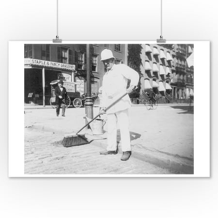 Street Sweeper with His Broom NYC Photo (9x12 Art Print, Wall Decor Travel