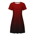 thumbnail image 4 of Patlollav 2025 Womens Summer Gradient Color Double Pocket Short Sleeve Round Neck T-Shirt Dress, 4 of 6
