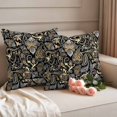 thumbnail image 2 of Black Floral Outdoor Waterproof Pillow Covers, Boho Botanical Vintage Paisley Flower Decorative Square Throw Pillowcase Sofa Cushion Sham for Patio/Couch/Chair, 26"x26" 2 Pack, 2 of 8