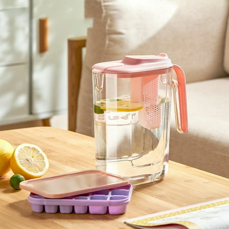 

UAEBM 26L Refrigerator Cold Water Kettle with Fruit Infuser Large Capacity Cold Water Dispenser for Fridge High-Temp Hard Wearing Side Door Water Kettle Pink