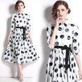 thumbnail image 1 of Dropshipping Nouvelle Robe Midi Décontractée d'Été et d'Automne avec Imprimé de Fruits, Nœud Papillon, Foulard à Col, Manches 3/4, Taille Empire, pour Femmes, Fête, Plage, 1 of 7