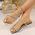 thumbnail image 6 of Bxsruta Women's Plus Size Rhinestone Toe Wraparound Sandals with Two-Way Wear and Soft Insole for Spring Summer Outdoor Beach Comfortable Flat, 6 of 8