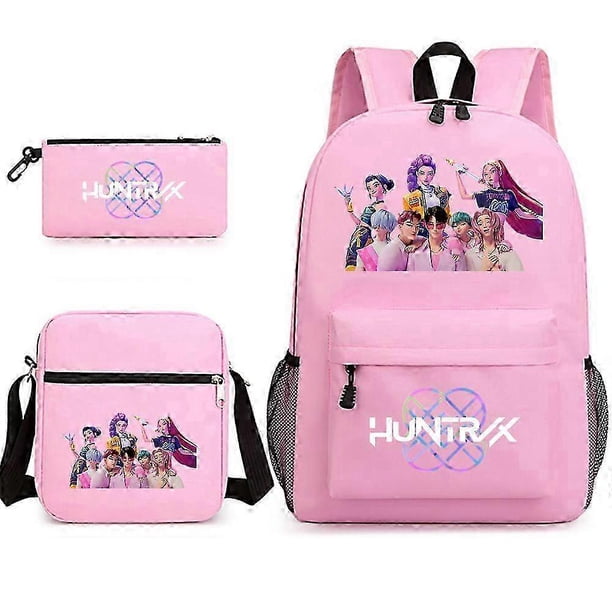 Backpack K-Pop Demon Hunters Anime Elementary School Bag Handbag Pencil Bag Three-piece Set 26s