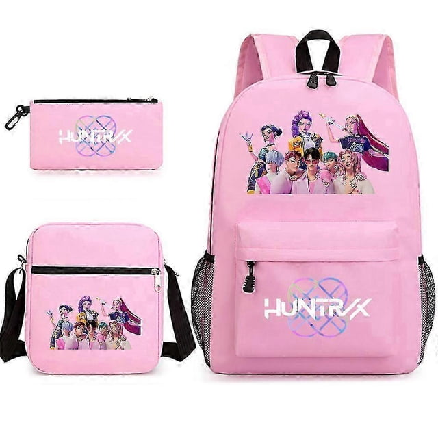 Backpack K-Pop Demon Hunters Anime Elementary School Bag Handbag Pencil Bag Three-piece Set 26s