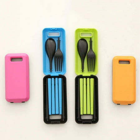 

SunSunrise 3Pcs Portable Travel Folding Fork Spoon Chopsticks Outdoor Camping Tableware Set