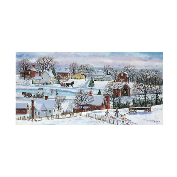 Canvas Wall Art - Bob Fair 'Sleds, Skates and Sleighs' Wall Art for Living Room, Bedroom, or Office Décor by Trademark Fine Art - 19 x 10 Inches