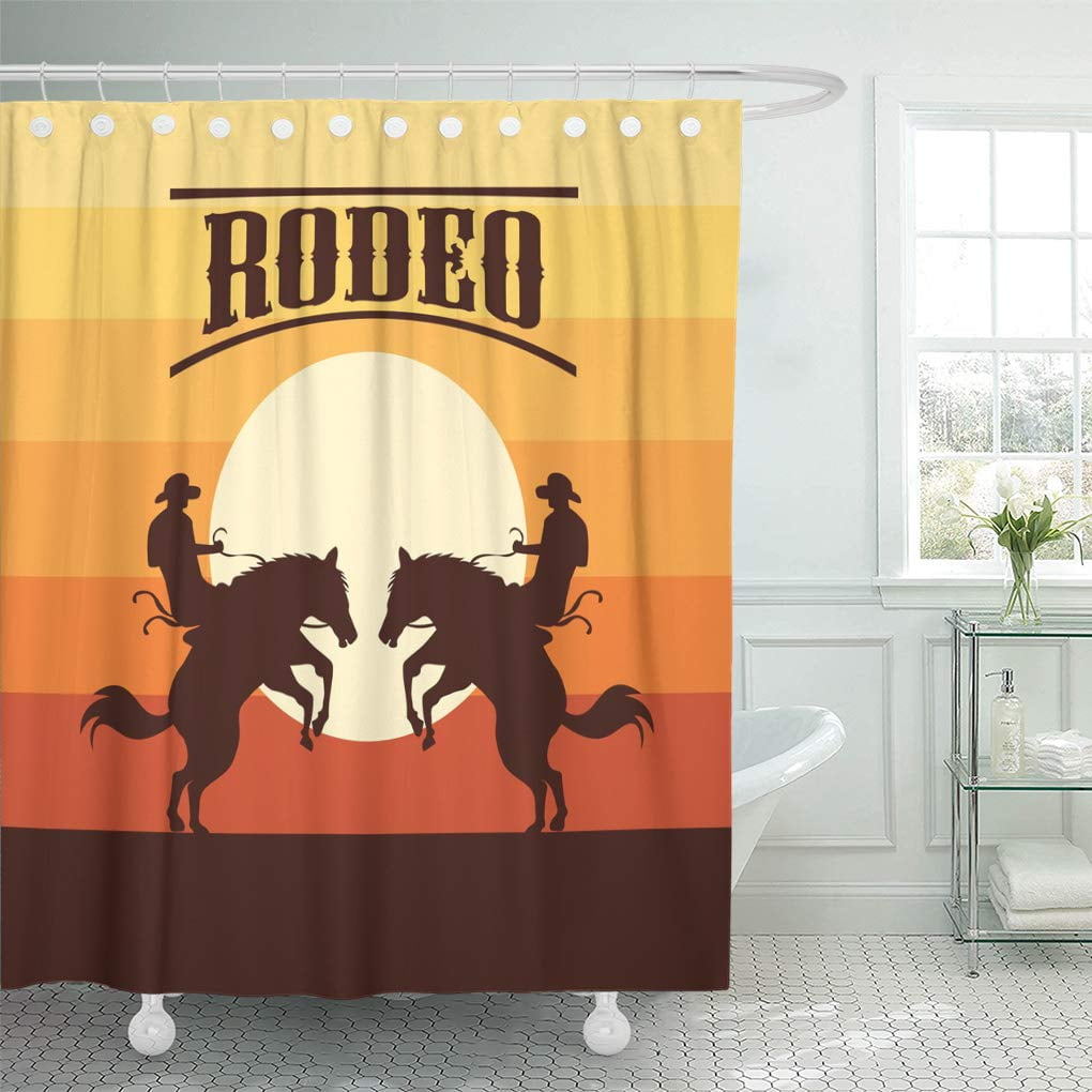 Yusdecor Rodeo Poster Cowboy Silhouette Riding On Wild Horse And Bathroom Decor Bath Shower Curtain 60x72 Inch Walmart Canada