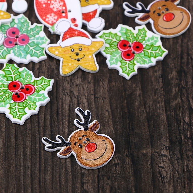 50Pcs Christmas Resin Buttons Christmas Embellishments for Crafts