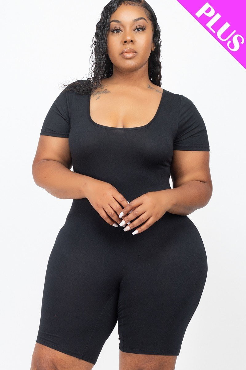 Stylish Plus Size Bodycon Romper with Short Sleeves Burundi Ubuy