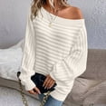 thumbnail image 5 of Womens Fall Sweaters Off The Shoulder Batwing Sleeve Textured Knit Tops Oversized One Shoulder Sweater, 5 of 5