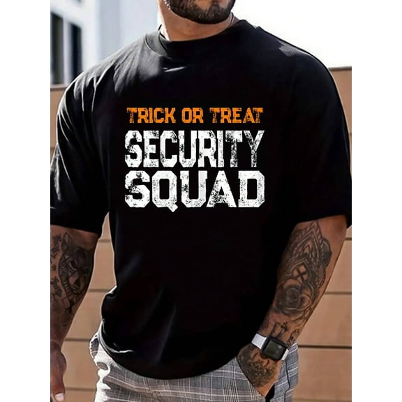100% Cotton Trick Or Treat Security Easy Halloween Costume T-Shirt Street Hip-Hop Style Men's T-Shirt