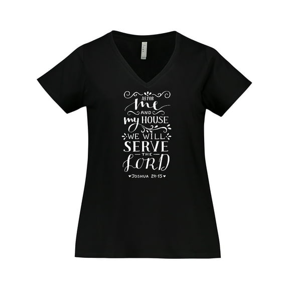 Inktastic We Will Serve the Lord Bible Verse Women's Plus Size V-Neck T-Shirt