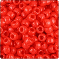 BeadTin Bright Red Opaque 9mm Barrel Pony Beads (500pc)