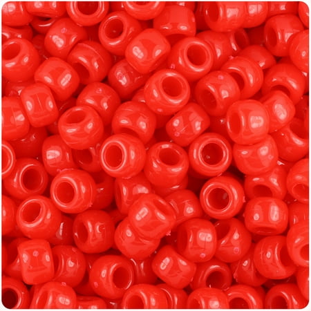 BeadTin Bright Red Opaque 9mm Barrel Pony Beads (Best 9mm Ar 15)