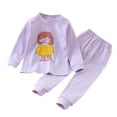 thumbnail image 4 of fnnxnal Big Girls Purple 9T Outfit Set - 100% Cotton, Soft Hypoallergenic, Sleep & Play Wear, Shoulder Buttons, Elastic Waist, 4 of 4