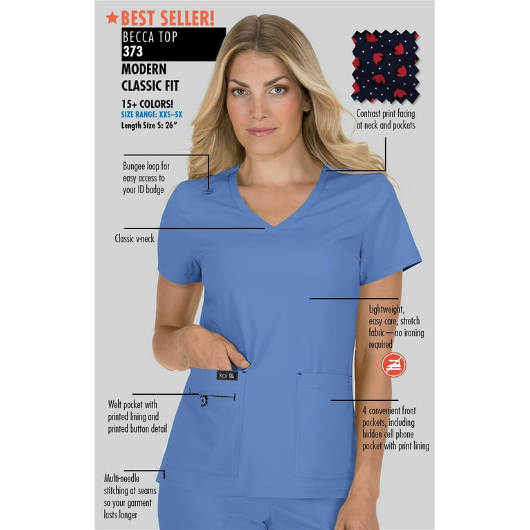 Koi Becca V Neck Scrub Top Navy S Walmart