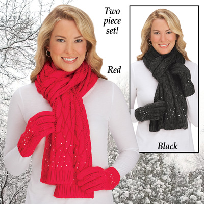 Sparkly scarf and gloves Clearance
