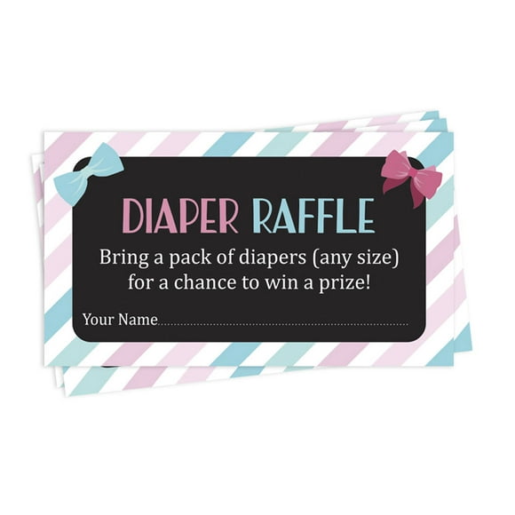 Inkdotpot 30Gender Reveal Baby ShowerDiaper Raffle Ticket Lottery Insert Cards Supplies Games For Baby Shower Party Bring A Pack Of Diapers To Win Favors Gifts And Prizes