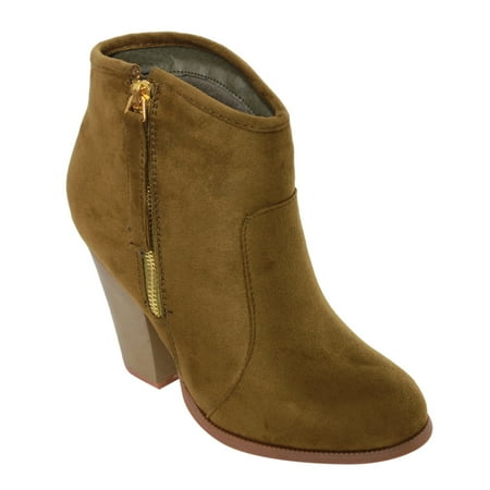 GD52 Women's Side Zip Chunky Heel Riding Ankle Booties Half Size Smaller GD52 Women's Side Zip Chunky Heel Riding Ankle Booties Half Size Smaller