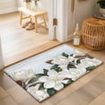 thumbnail image 2 of 2x3 Ft Entryway Area Rug, Spring Magnolia Flower Kitchen Rug Runner Washable Floor Mat, White Floral Botanical Light Blue Non Slip Indoor Door Mat Throw Carpet for Bathroom Living Room Bedroom, 2 of 8