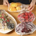 thumbnail image 3 of 100pcs Disposable Food Cover, Food Wrap Storage Cover, Elastic Food Cover Bag, Kitchen Refrigerator Leftover Rice Fruit Food Plastic Sealed Fresh Cover, Anti-odor Leak-Proof Dust-proof Freezer Cover,, 3 of 5