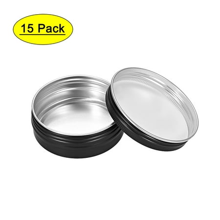 

Uxcell 2oz 60ml Screw Top Lid Round Aluminum Cans Tin Containers Black 15 Pack